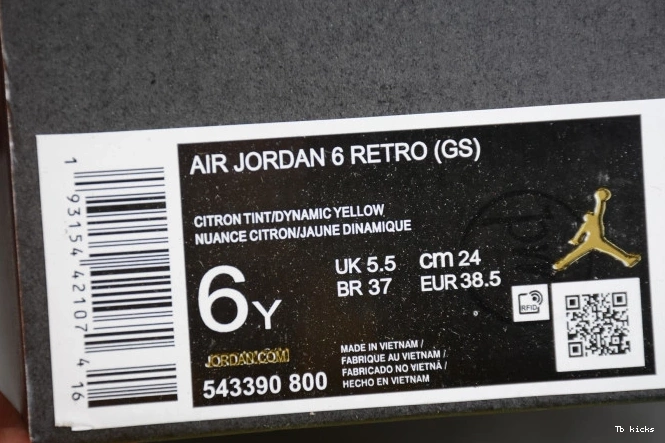 Cheap TBK 543390-800 Air (GS) Jordan Floral 6 Retro Dynamic Yellow 0727